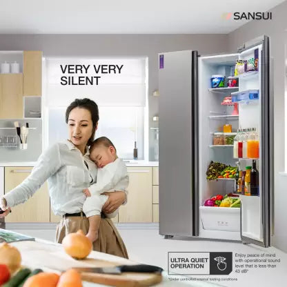 Sansui 544 L Frost Free Side by Side Refrigerator (Silver Steel, 520ISSNS) (OPEN BOX) Sansui 544 L Frost Free Side by Side Refrigerator (Silver Steel, 520ISSNS) (OPEN BOX)